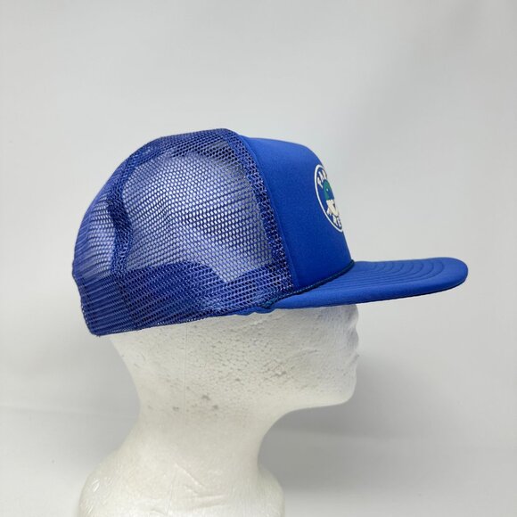 Vtg San Sun Farm Fresh Catfish Snapback Trucker Mesh Hat Blue Turquoise - Picture 4 of 12